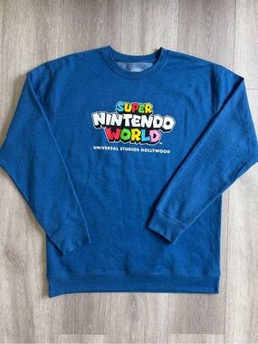 Super Nintendo World Universal Studios Hollywood Crewneck Royal Blue Sz XXL 2XL